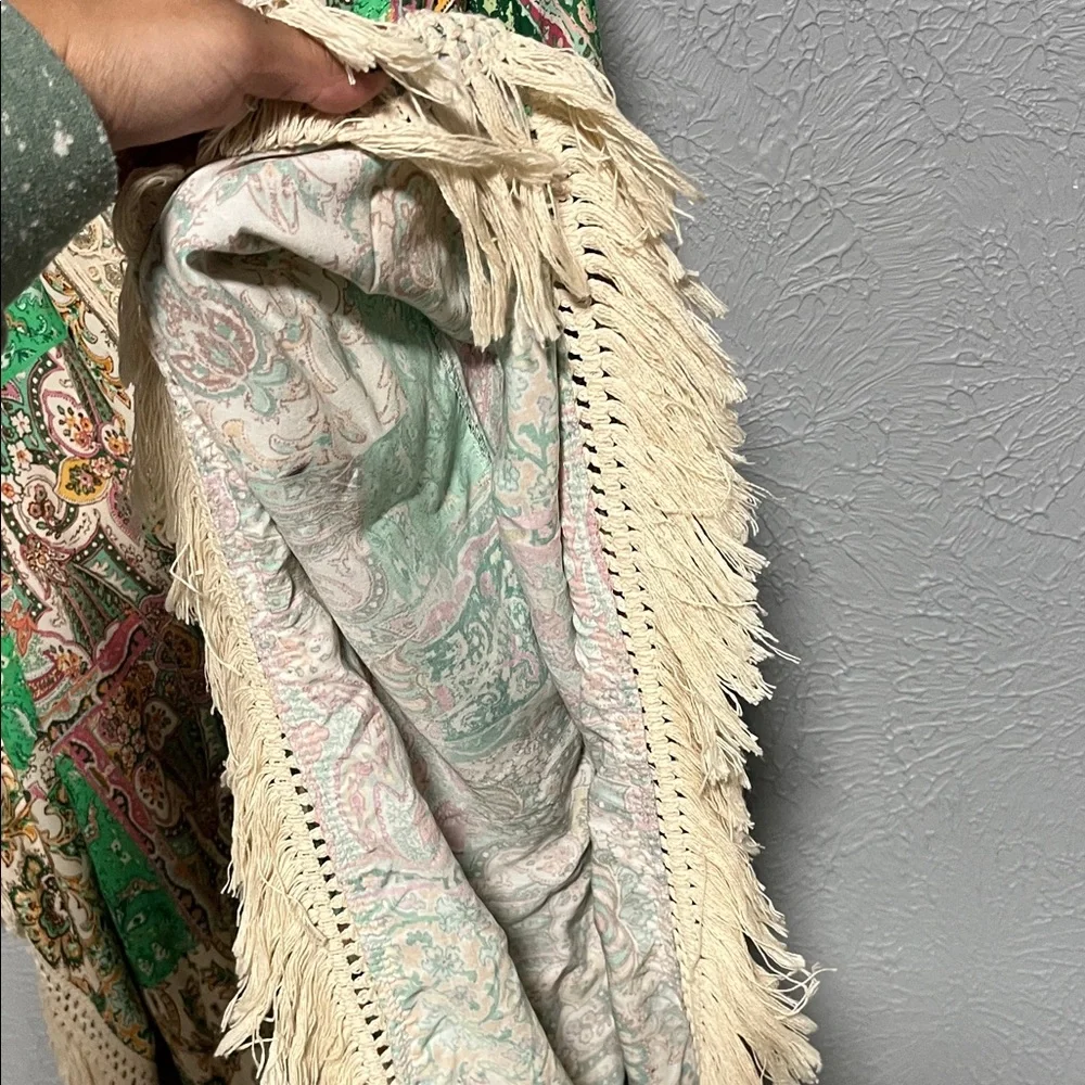 Made in Italy Bohemian Green and Cream Kaftan - Picture 7 of 8